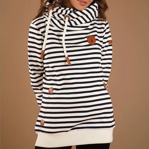Wanakome Stripped Hoodie - S - Navy/White